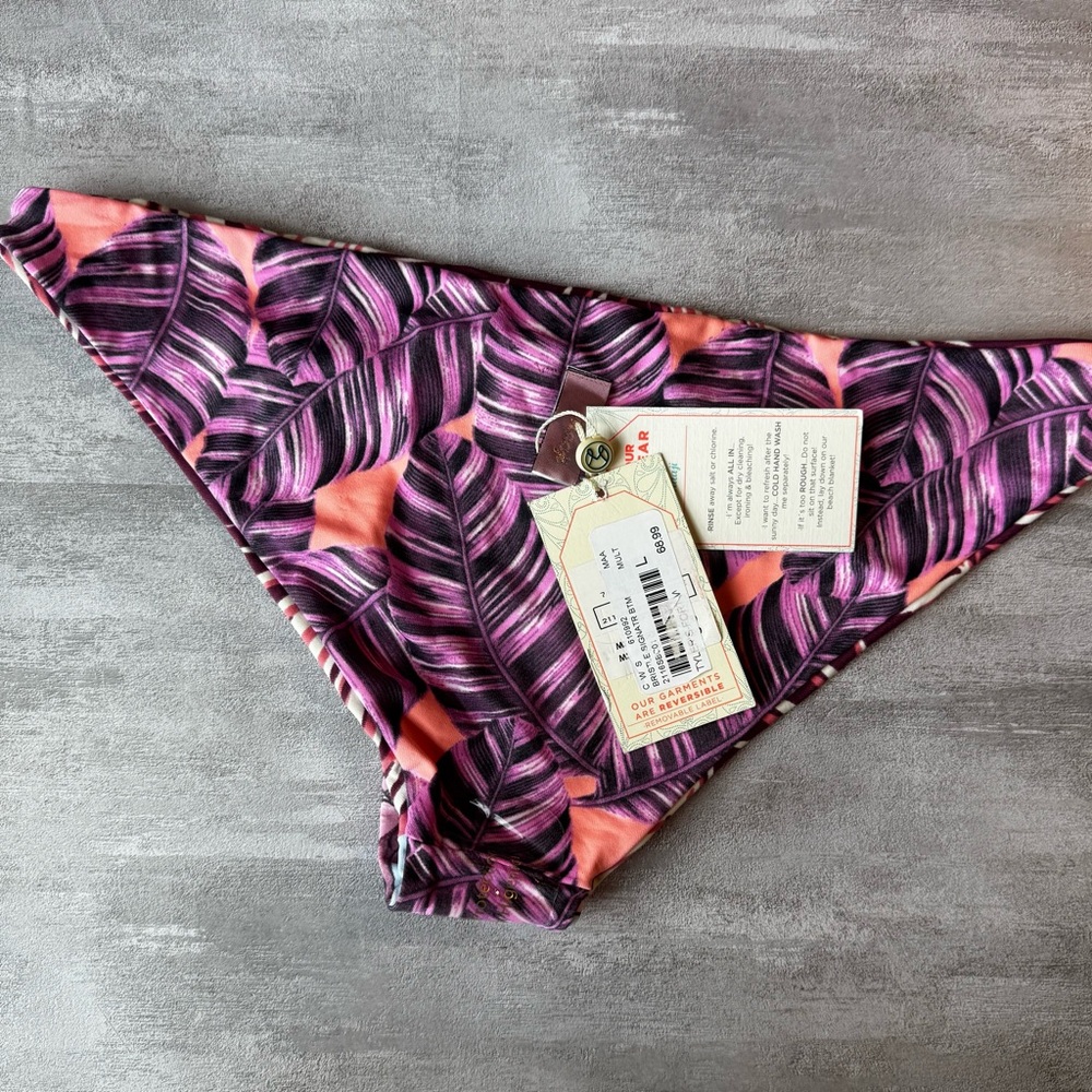 MAAJI SWIMWEAR BRISTLE GARDEN‎ REVERSIBLE BIKINI BOTTOM (L) NWT $69 cheeky - Picture 4 of 10
